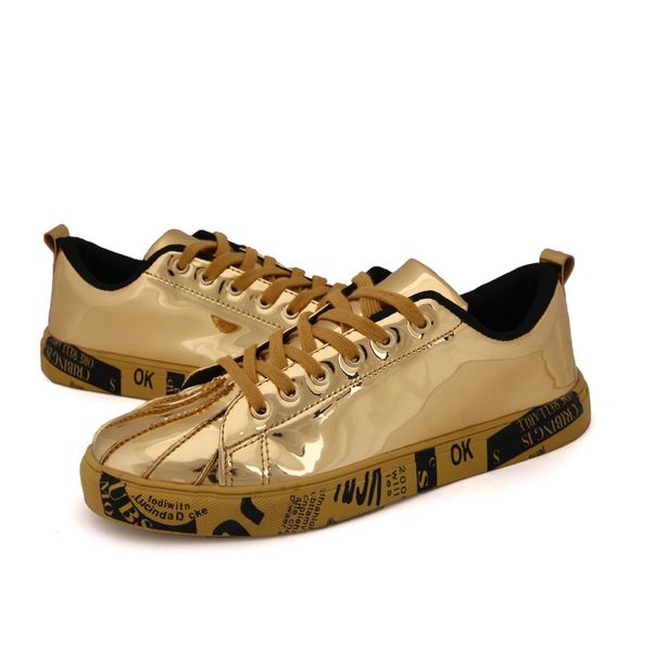 

High Quality 2021 Summer Women Men Running Shoes Fashion Students Outdoor Sports Sneakers Patent Leather Glossy Black Golden Silver Size 36-46 Code 54-558