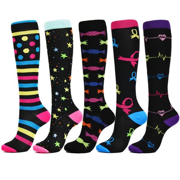 

men's socks compression men women varicose veins golfs pregnancy nursing outdoor sports cycling prints sock, Black