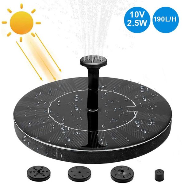 

solar fountain powered birdbath with built-in battery standing water floating pump for garden pool outdoor decorations