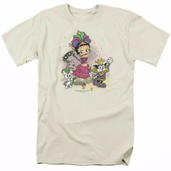 

betty boop celebration t shirt mens licensed cartoon merchandise classic cream, White;black