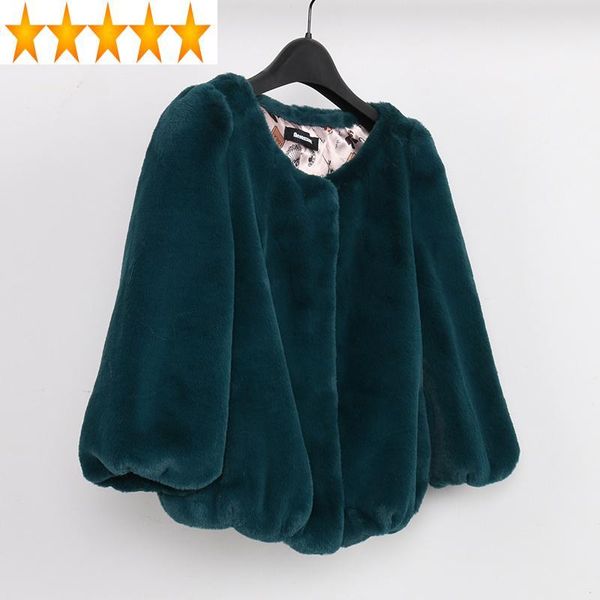 

women's fur & faux female korean style jackets red coat plus size jacket women 2021 jaqueta feminina kj284, Black