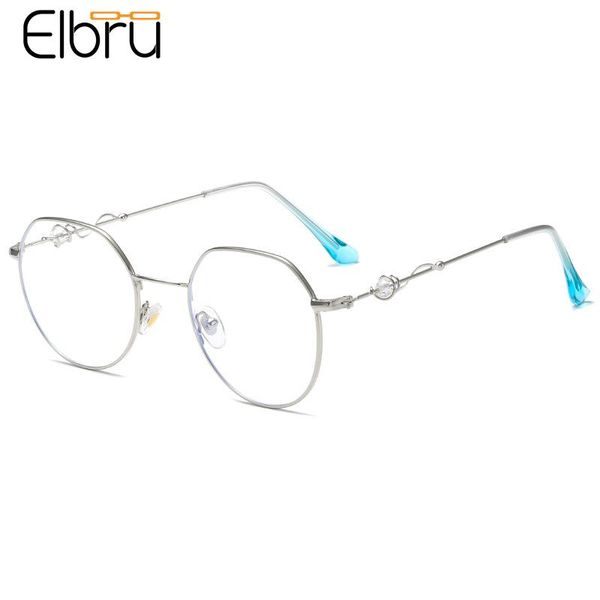 

elbru vintage fashion anti blue light glasses metal plain eyeglasses student goggles transparent colorful eyewear for women men sunglasses f, Black