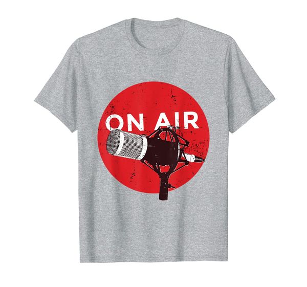 

vintage retro style microphone on air radio podcast t-shirt, White;black