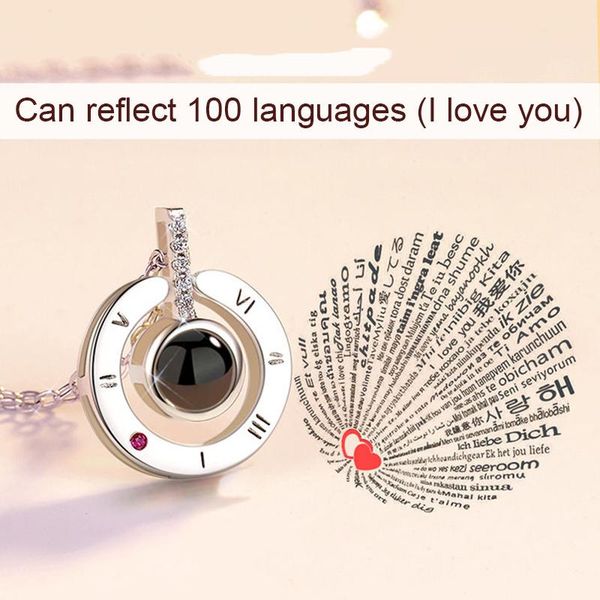 

chains fashion necklace creative projector in 100 languages pendant charming clavicle chain s for women girls pr sale, Silver