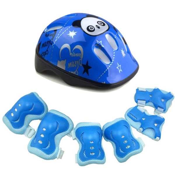 

cycling helmets safety 7pcs/set knee pads elbow helmet protector set safeguard riding roller protective gear adjustable outdoor for kids
