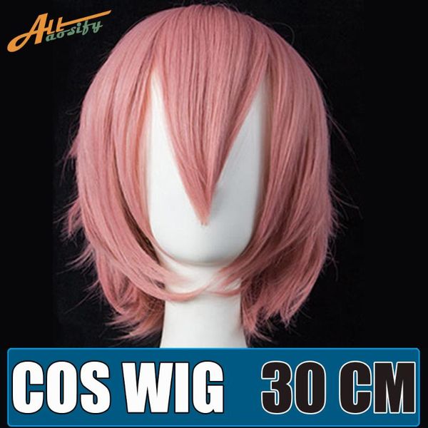 

synthetic wigs allaosify short pink silky straight bob cosplay hair wig lolita for women blond purple azure 30cm, Black