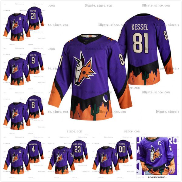

custom arizona coyotes 2021 reverse retro phil kessel max domi clayton keller oliver ekman-larsson vinnie hinostroza derek stepan hockey jer, Black;red