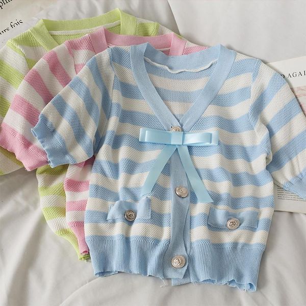 

women's blouses & shirts women fashion slim bodycon bow v neck short sleeve knitted blouse lady sweet casual outdoor girls elegant dail, White