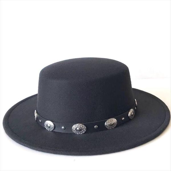 

european american round caps bowler hats feminino black belt imitation woolen women men ladies fedoras jazz hat, Blue;gray