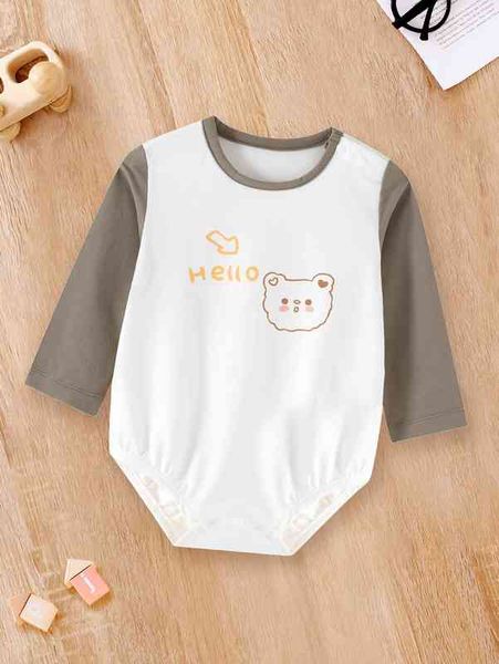 

baby letter & cartoon print bodysuit she, Blue