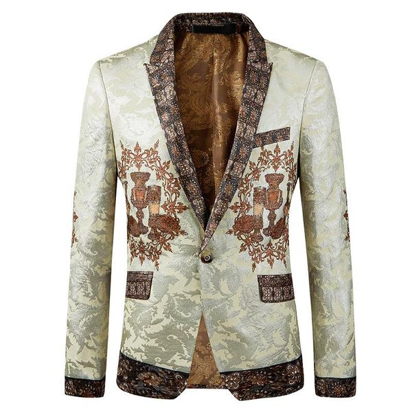 

men's suits & blazers elegant fashion jacquard suit casual coat slim fit large size host dress wholesale, White;black