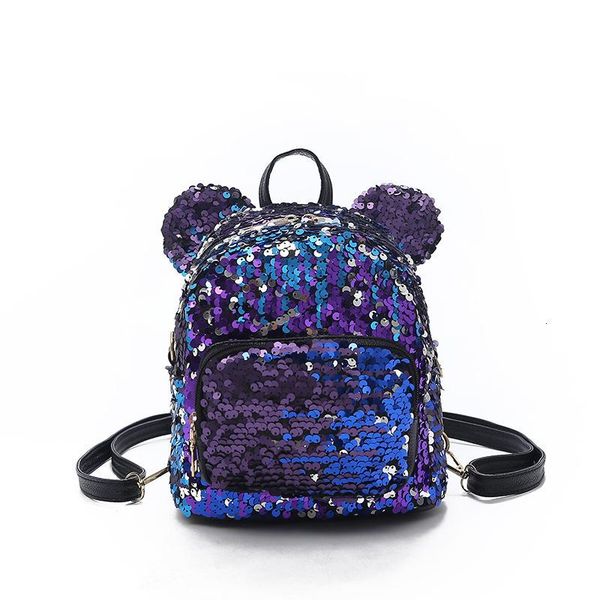 

school bags glitter women sequins backpack cute ears double shoulder bag mini bling backpacks children girls sequined travel knapsack