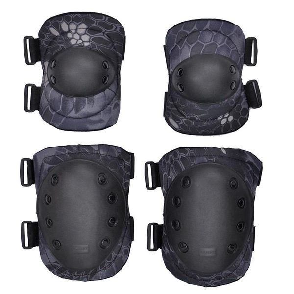 

color tactical knee & elbow protective pads set c, Black;gray