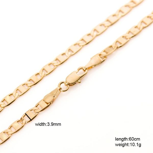 Anhänger Halsketten Drbonham Lange 60 cm 4 mm 18 kgf Gold gefüllt Edelstahl flache Ankerkette Halskette für Männer Punk Jungen Sommer Link