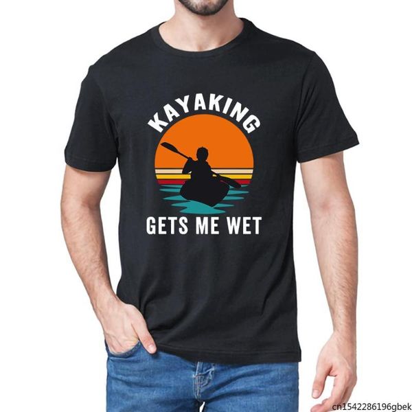 

men's t-shirts kayaking gets me wet vintage t-shirt, White;black