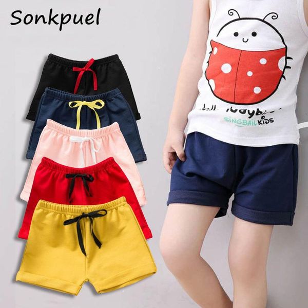 

shorts 2021 summer kids boys girls brand cotton clothes toddler panties beach short sports solid color pants baby clothing, Black
