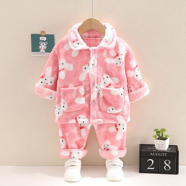 

pajamas melario autumn winter homewear children's flannel sets cute cartoon print outfits kids girls boys casual clothes suits, Blue;red