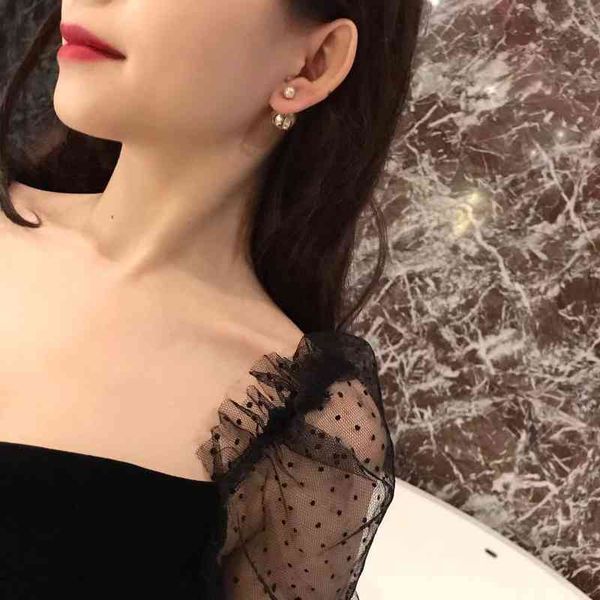 

diclassicfeng pearl earrings texture small fragrant earrings, Golden