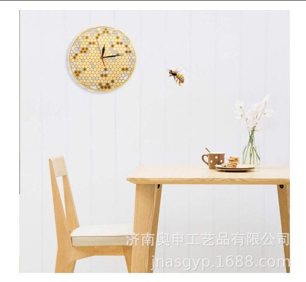 

luxury mechanical wall clock geometric modern design horloge peacock kitchen wooden reloj pared home decor sx50sx clocks