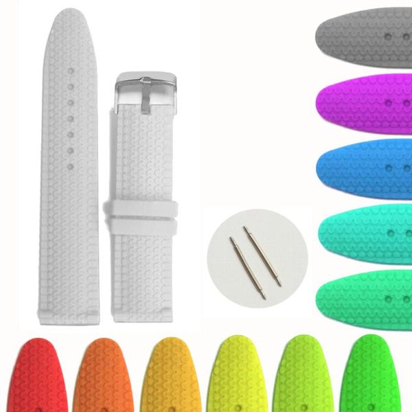 

watch bands 24mm perfect white silicone jelly rubber band straps wb1070 red orange brown pink padded good, Black;brown