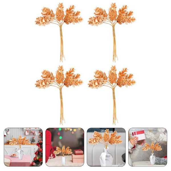 

decorative flowers & wreaths 4pcs christmas lifelike pine cones picks sticks diy wreath making materials