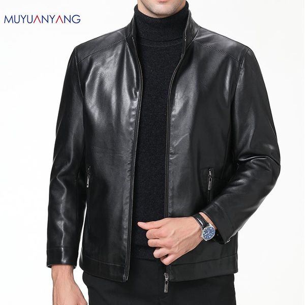 

men's fur & faux winter thicken coats for male jackets casual mens jacket 50% off men pu leather warm clothing, Black