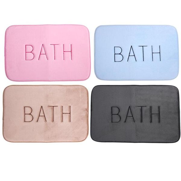 

bath mats rectangle embroidery coral velvet memory sponge absorbent carpet bedroom bathroom floor pad non-slip accessories