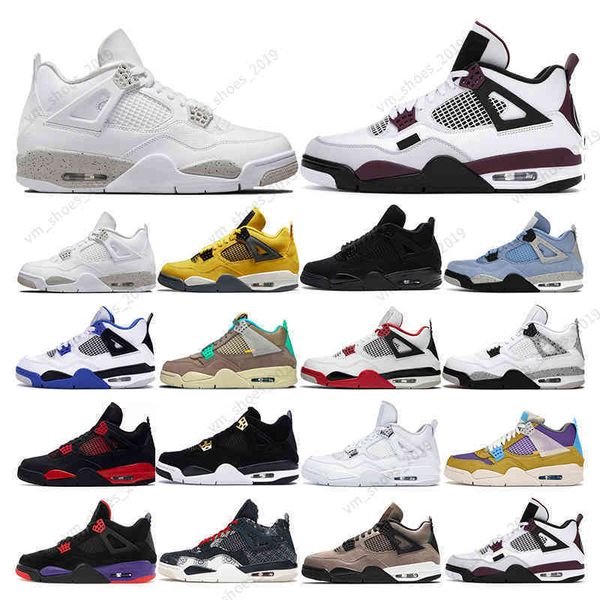 

5.5-13 men basketball 4s white oreo 4 black cat fire red thunder lightning desert moss taupe haze women mens trainers sports sneaker