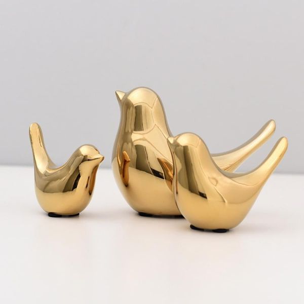 

decorative objects & figurines 2pcs golden bird figurine modern ceramic statues animal sculpture living room table decoration ornaments home