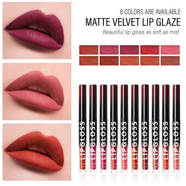 

lip gloss lulaa matte velvet glaze waterproof 10 color