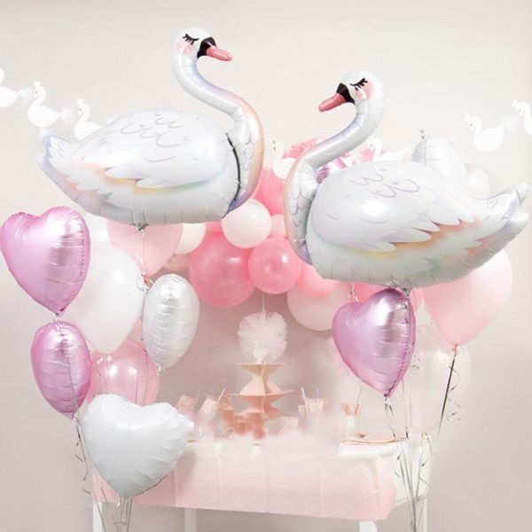

party decoration big white elegant swan balloons 32-inch numbers foil balloon birthday sweet decor crown air helium globos kids toy