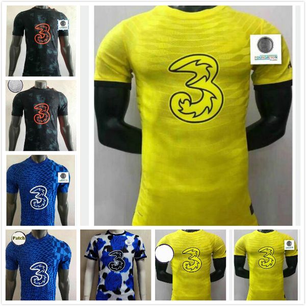 

21 22 player version soccer jersey havertz ziyech football shirt abraham mount pulisic camiseta de futbol 2021 2022 kante lampard maillot fo, Black;yellow