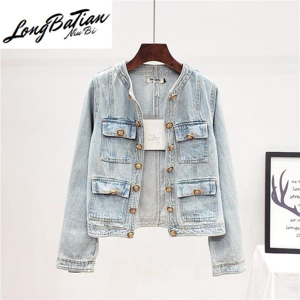 

women's jackets harajuku vintage wash water short denim women 2021 spring autumn big size slim chaquetas mujer jeans jacket coat female, Black;brown