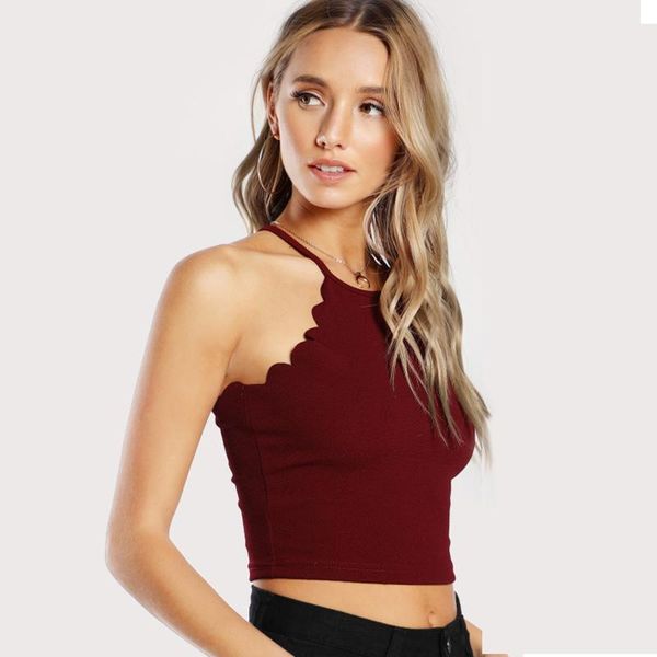 

women's summer tank solid ruffles vest slim tshirt short crop spaghetti strap female sp600 t-shirt, White