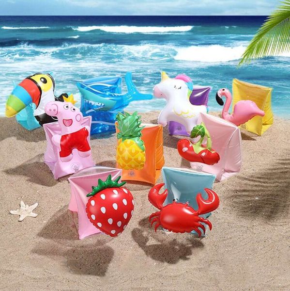 

inflatable children's armband cartoon crab flamingo safety water sleeve floating auxiliary swimsuit, Blue