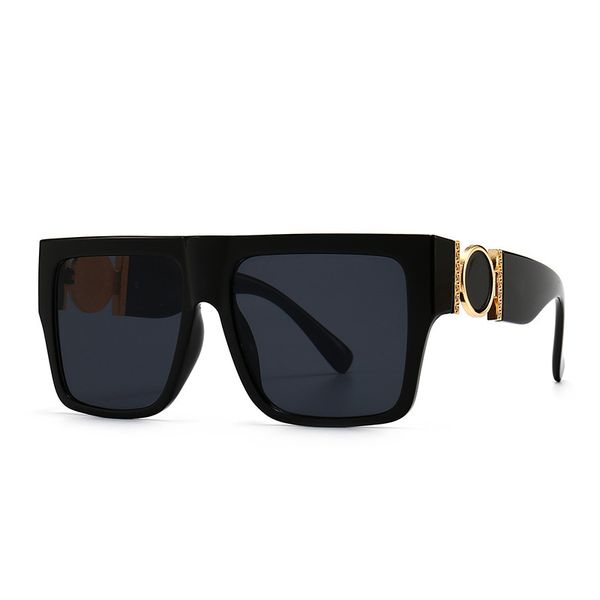 

912 modern flat trend sunglass ins style singer star same color female fashion, White;black