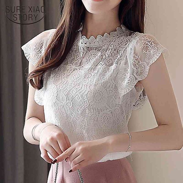 

camisas mujer chemisier femme blouses woman short sleeve women blouse hollow lace blouse women white blouse 4075 50 210528