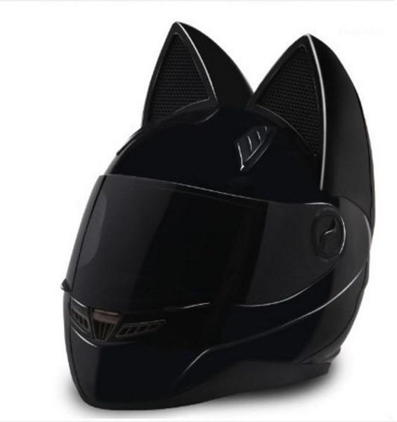 

motorcycle helmet cat ears personality full hair 4 color pink yellow