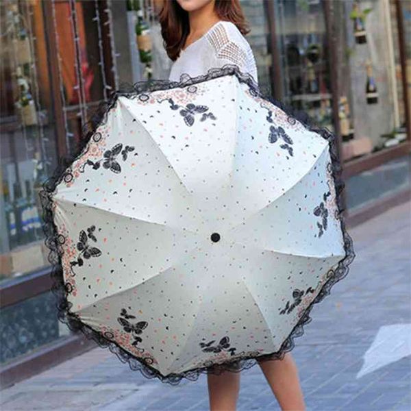 Mode Falten Regenschirm Frauen Sonnenschirm Männer Mädchen Anti-UV Wasserdichte Tragbare Acht-knochen Cartoon Chinchilla Reise Regenschirme 210721
