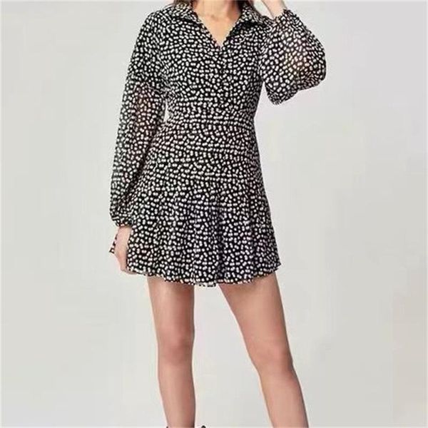 

casual dresses zxqj women 2021 fashion small floral bag buckle waist lantern mini dress vintage long sleeve pleated female vestidos, Black;gray