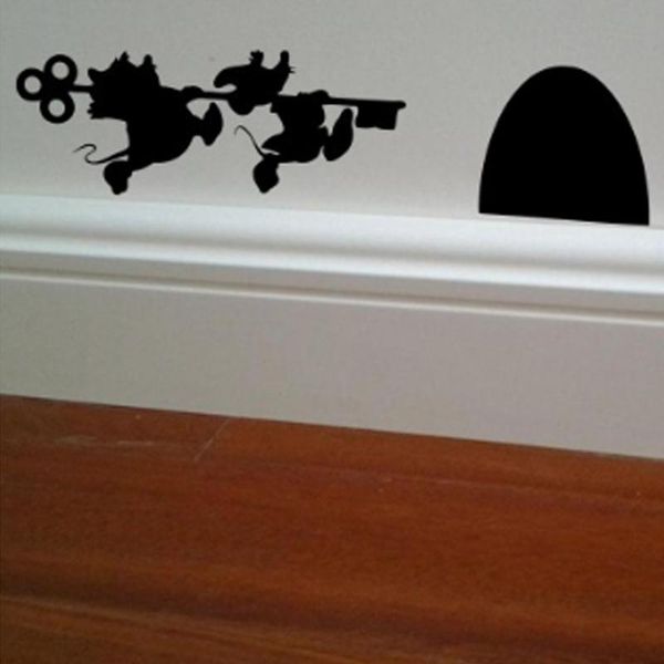

wall stickers sticker home decoration festival mouse hole decal cartoon