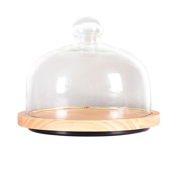 

other bakeware creative wooden cake plate pan dessert display stand transparent glass cover storage tray wedding party table decoration