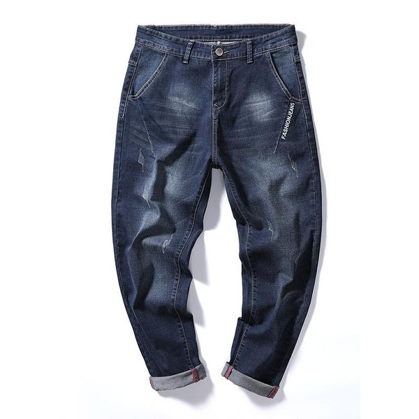 

men's jeans 7xl 8xl men pencil pants trousers scratched large size big 9xl winter autumn classic loose 48 50 black casual, Blue