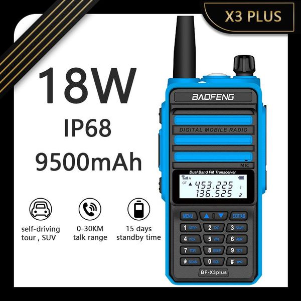 

baofeng ip68 waterproof s5 plus walkie talkie bf x3-plus 18w high power long range tri-band ham cb radio hf uhf vhf transceiver