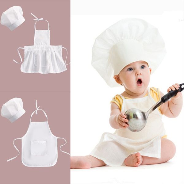 Bebê recém-nascido fotografia roupas trajes cozinheiro roupas chapéu 2 pcs conjuntos infantil meninos meninas fotos cozinhar fotos foto adereços algodão 2402 v2