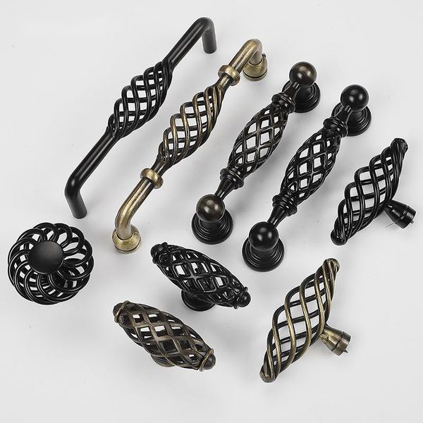 

handles & pulls bronze birdcage handle hollowed out european black single hole cabinet wardrobe door american furniture