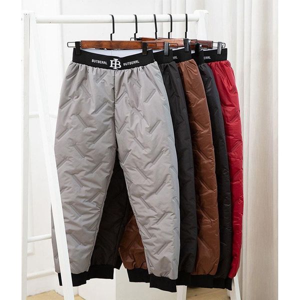 

winter high elastic waist womens pants thicken warm long trousers harem down cotton external wear, Black;white