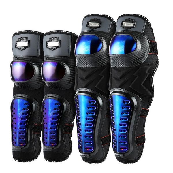 

motorcycle protection aluminum alloy anti-fall knee pads and elbow two-piece roasted blue carbon fiber protective gear armor