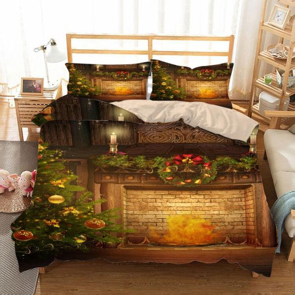 

bedding sets picture plate fireplace christmas tree printing manufacturer customized sheet duvet cover pillow case