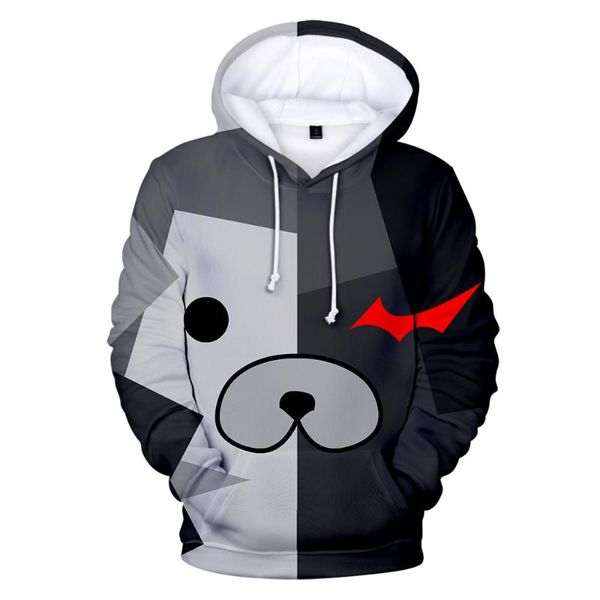 

men's hoodies & sweatshirts personality monokuma men women autumn winter hooded anime boys girls oversized hoodie, Black